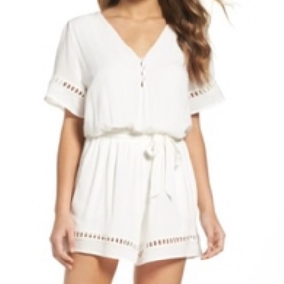 Nordstrom Pants - *2 for $30* Fraiche by J lace inset white romper